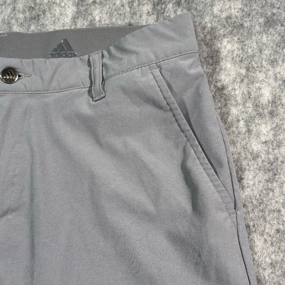 Adidas Mens Gray PrimeGreen Flat Front 10in Inseam Shorts Size 30 - Picture 9 of 14